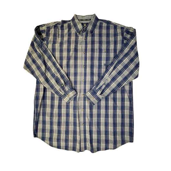 Wrangler Twenty X Shirt Mens 2XT Tall Used Blue Plaid Button Down - Picture 11 of 12
